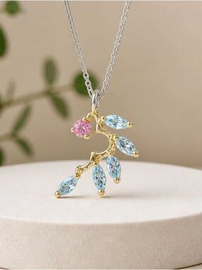 NEW! Blue Topaz & Morganite Necklace